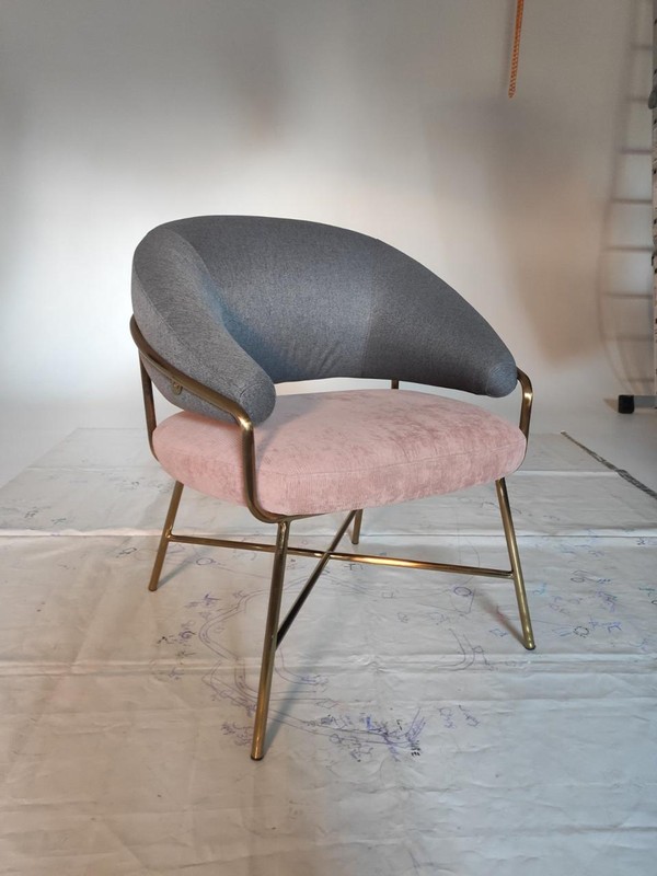 Кресло "Адель" серый + розовый Vetro Mebel™