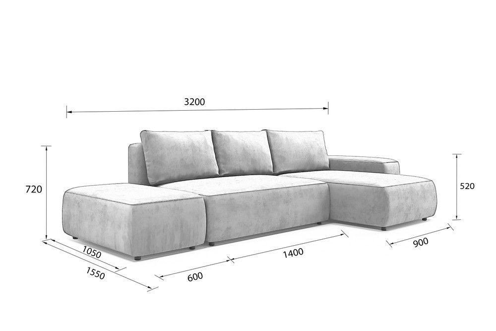 Кутовий диван Mishel 3 320х160 см Pocket Spring, к.т. 3 01-209-3 фото