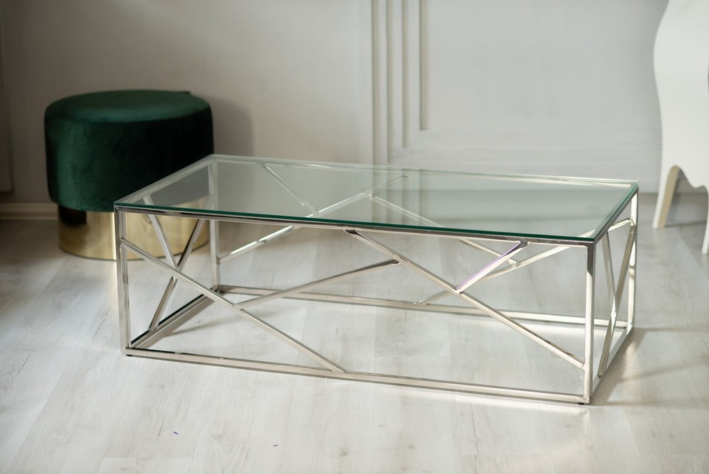 Журнальный столик CF-1 прозрачный + серебро Vetro Mebel™