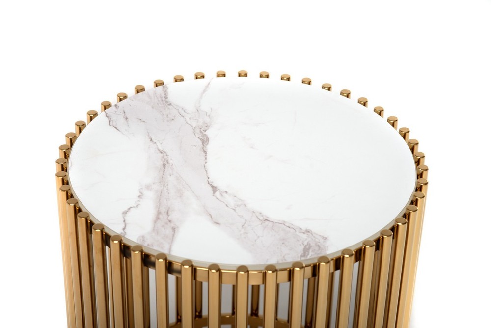 Журнальний стіл CJ-1 білий мармур + золото Vetro Mebel ™