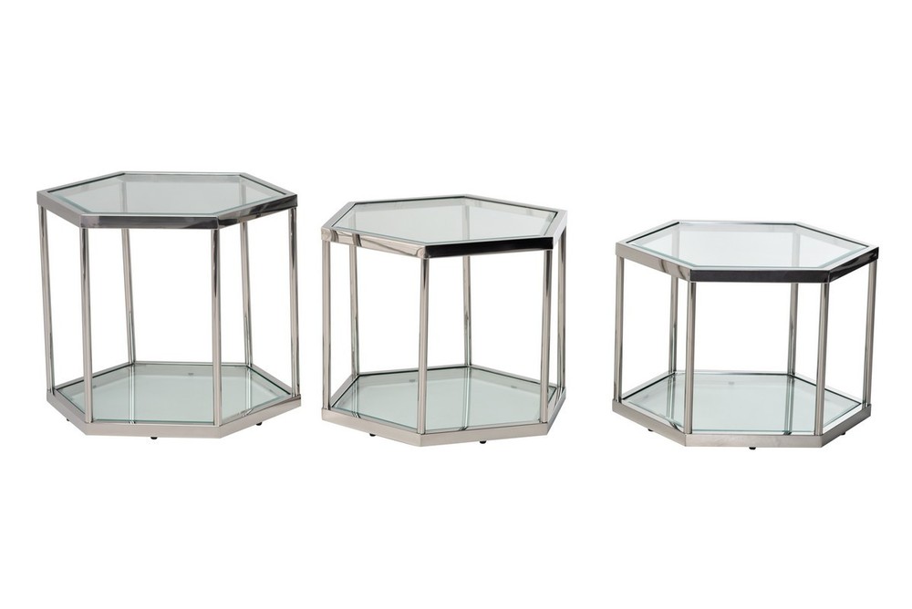Кофейный стол CK-3 прозрачный + серебро Vetro Mebel™