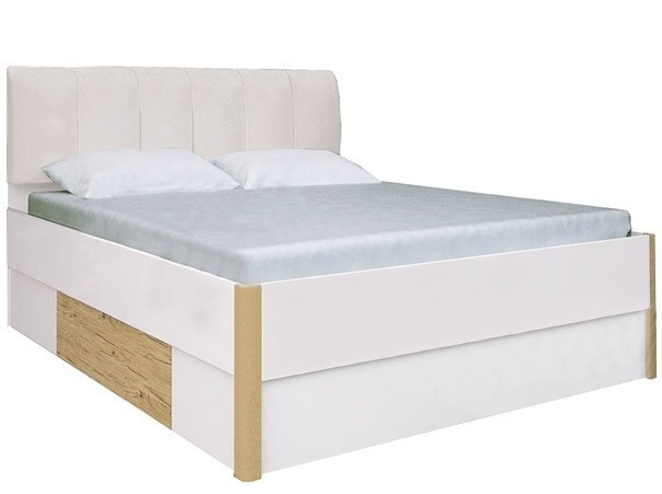 Кровать Флоренция с мягкой спинкой Белый Глянец-Дуб Сан Марино ТМ МироМарк